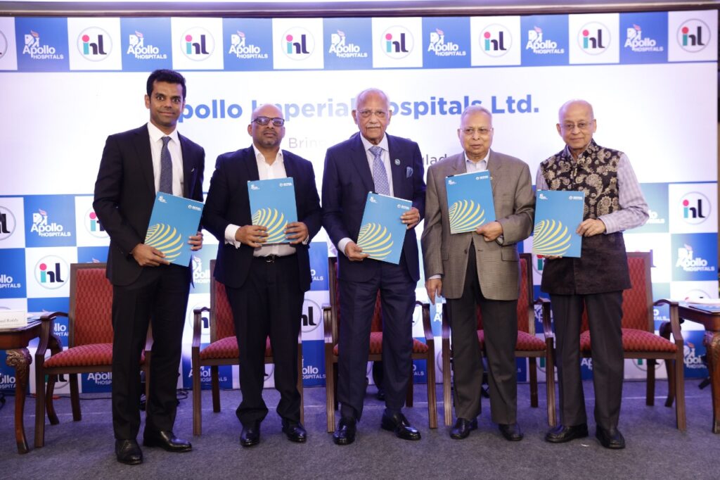 From Left to Right Mr Harshad Reddy, Director Operations, Apollo Proton Cancer Centre Mr Dinesh Madhavan, President Group Oncology and International, Apollo Hospitals, Dr Prathap C Reddy, Founder & Chairman, Apollo Hospitals, Prof. Dr Rabiul Husain, Chairman, Imperial Hospital Ltd, and Mr Mohammed Abdul Malek, Board Member, Imperial Hospital Ltd, Bangladesh. 